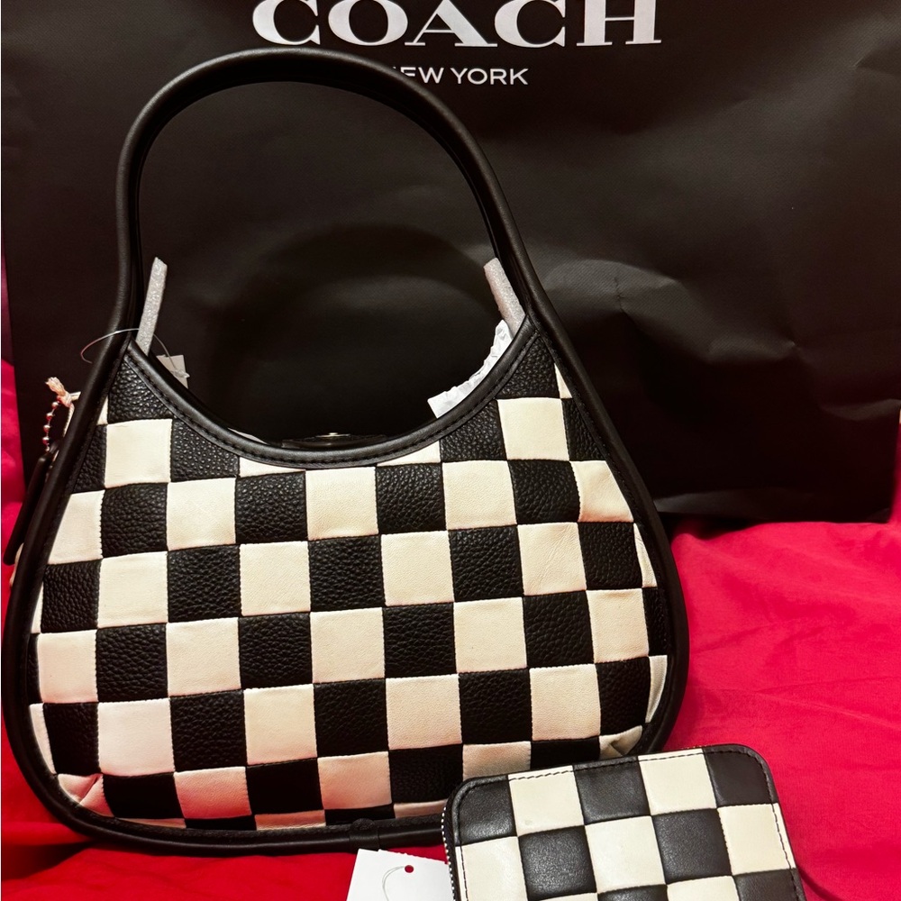 CoachTopia Checkered Shoulder Bag with matching Wallet